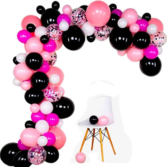 Zestaw balonów w kolorze różowo czarnym 95el -girlanda balonowa Galaxy