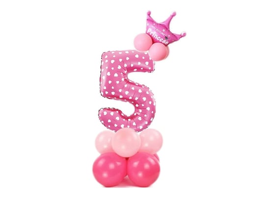 Zestaw Balonów Z Cyfrą Pięć Różowy - 15 Szt. PartyPal