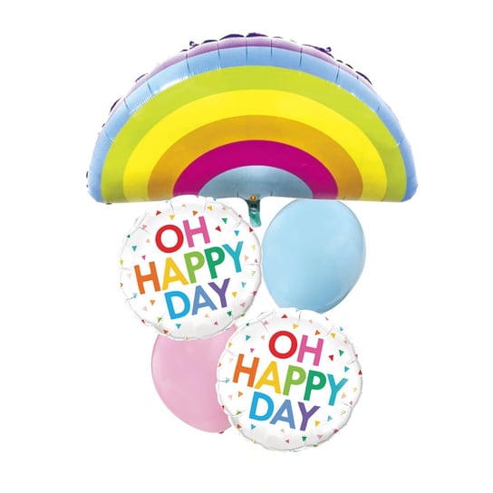 Zestaw balonów z tęczą Oh Happy Day, 5 sztuk PartyPal