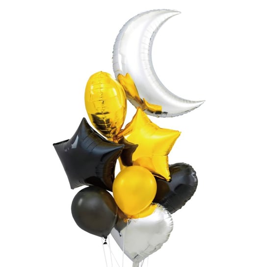 Zestaw balonów złoto czarny mix, księżyc 8 szt PartyPal