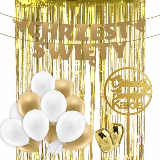 Zestaw Balonów Złoty Na Chrzest Święty Baner Y2 Inna marka
