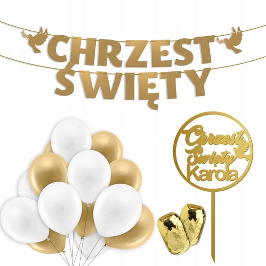 Zestaw Balonów Złoty Na Chrzest Święty Topper Y2 Inna marka