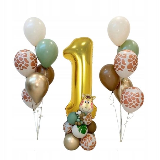 Zestaw Balony Cyfra 1 Zoo Zwierzęta Urodziny Złote Inna marka