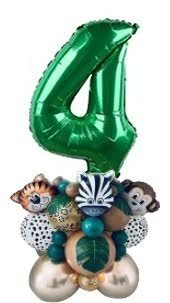 Zestaw Balony Cyfra 4 Zoo Zielone Złote Urodziny Inna marka