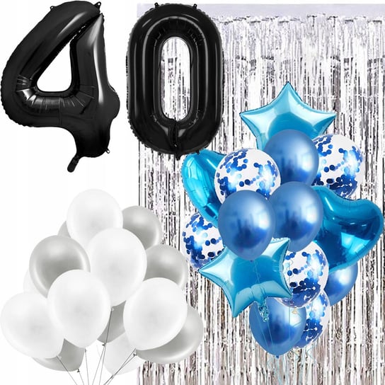 Zestaw Balony Niebieski Srebrny 40 Urodziny Napis Inna marka