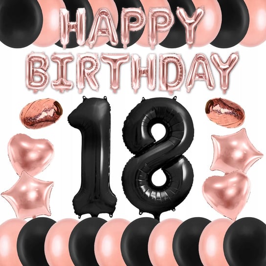Zestaw Balony Rose Gold 18 Urodziny Happy Birthday Inna marka