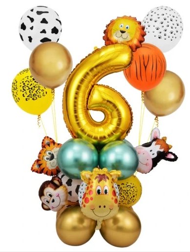 Zestaw Balony Złote Cyfra 6 Zoo Zwierzęta Urodziny Inna marka