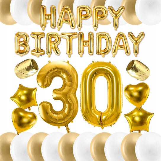 Zestaw Balony Złoty Biały Na 30 Urodziny Napis Inna marka