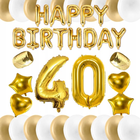 Zestaw Balony Złoty Biały Na 40 Urodziny Napis Inna marka