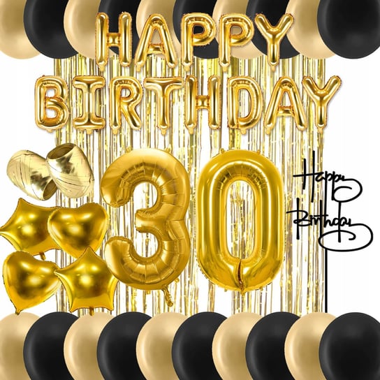 Zestaw Balony Złoty Czarny Na 30 Urodziny + Topper Inna marka