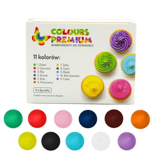 Zestaw Barwników Spożywczych do Tortów i Ciast - 11 Kolorów Premium Colours