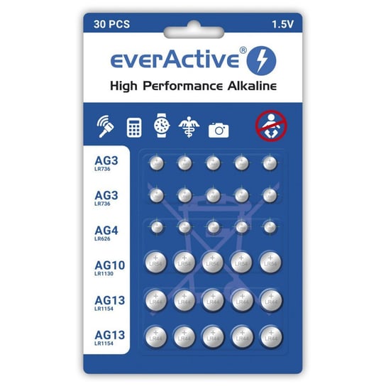 Zestaw baterii alkalicznych EVERACTIVE, 30 szt EverActive