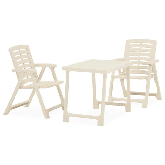 Zestaw Bistro Plastikowy Biały 2 Krzesła + Stolik Zakito Europe