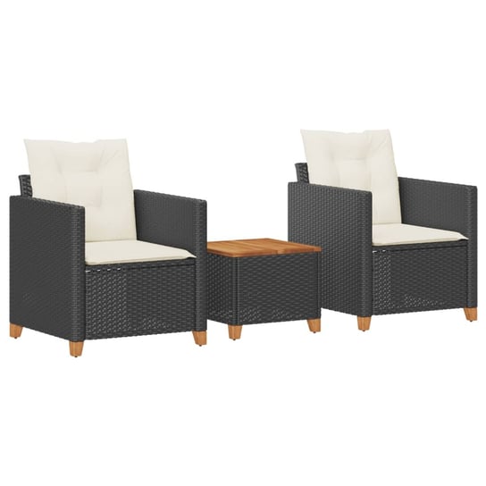 Zestaw Bistro Rattan PE - czarne, 45x45x37 cm / AAALOE Zakito Home