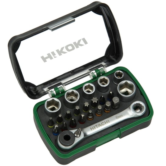Zestaw bitów 25mm 24szt. Hikoki 750362 + uchwyt, adapter i grzechotka Hikoki