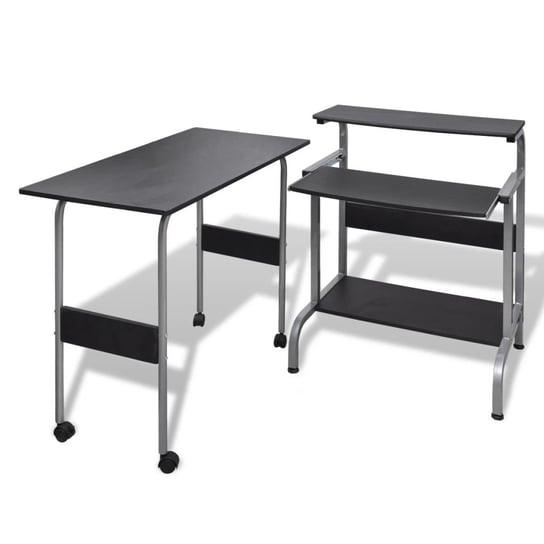 Zestaw biurko komputerowe + stół (Czarne) vidaXL