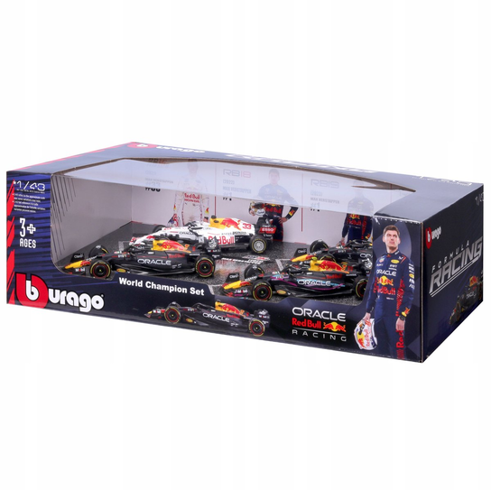 ZESTAW BOLIDÓW F1 Red Bull RB16B RB18 RB19 1:43 BBURAGO 18-38092 ...