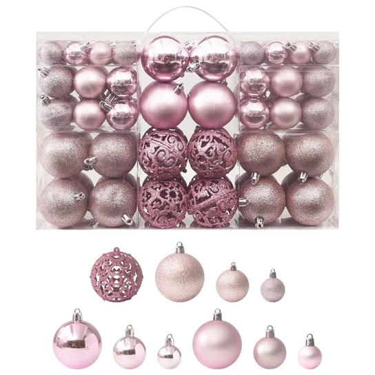 Zestaw bombek świątecznych - różowe, plastikowe, 3 Zakito