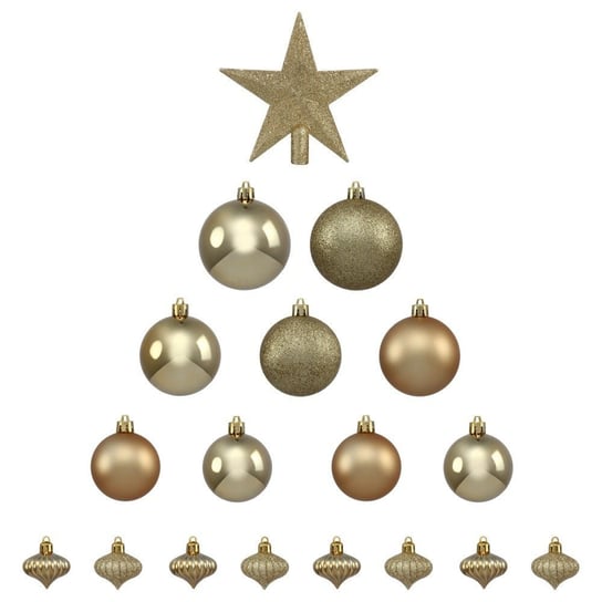 Zestaw bombek świątecznych z gwiazdą FÉÉRIC LIGHTS AND CHRISTMAS, złoty, 18 szt. Fééric Lights and Christmas