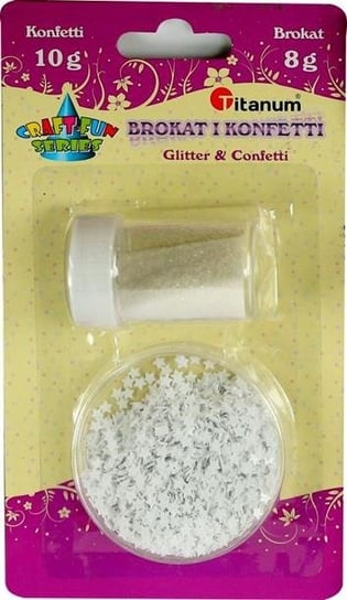 Zestaw: brokat i konfetti 8i10g biały CRAFT-FUN - biały Titanum