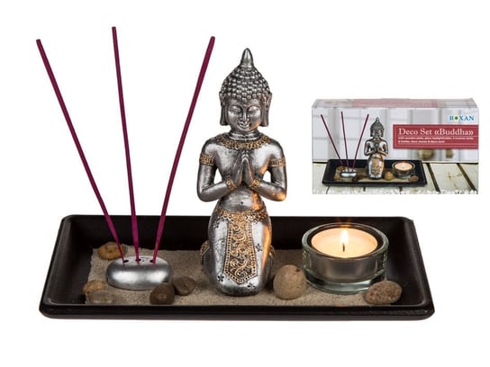 Zestaw Budda dekoracja + świecznik tealight + kadzidełka Kemis - House of Gadgets