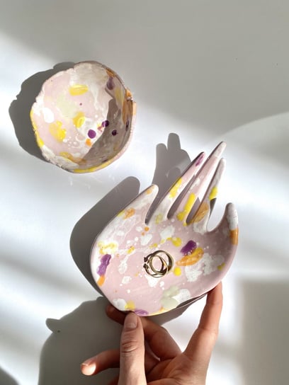 Zestaw Ceramiczna Dłoń i Miseczka na Biżuterię Halo Wiosna Maison Fragile