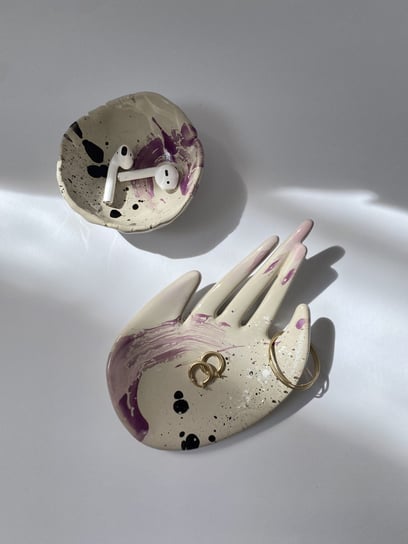 Zestaw Ceramiczna Dłoń i Miseczka na Biżuterię Zaczarowany Pędzel Maison Fragile