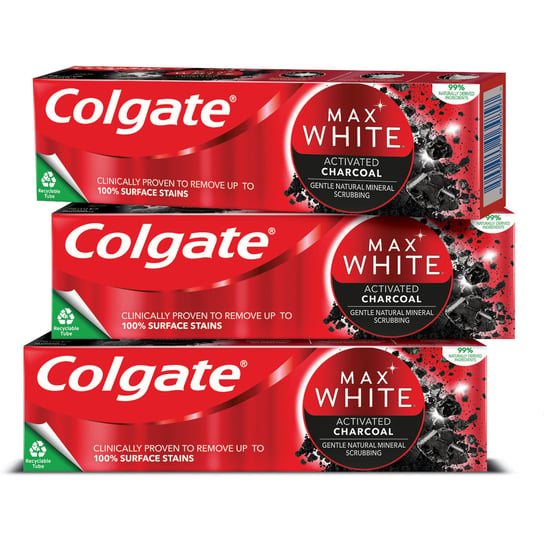 Zestaw COLGATE MAX WHITE pasta do zębów z węglem 3x75ml Colgate