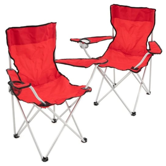 Zestaw czerwonych składanych krzeseł kempingowych z uchwytem Divero