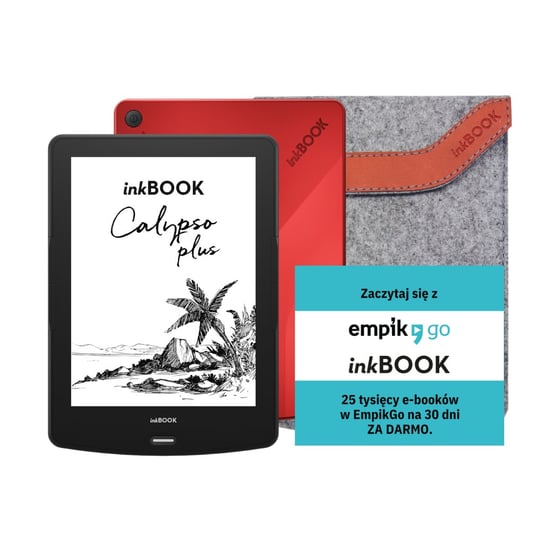 Zestaw Czytnik E-booków Calypso Plus Red + Etui + Kod Empik Go 30 dni InkBOOK