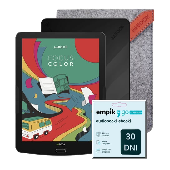 Zestaw Czytnik E-booków Focus Color Black + Etui + Kod Empik Go 30 dni InkBOOK