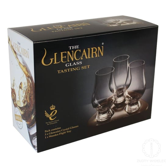 Zestaw degustacyjny do whisky 3 szklanki Glencairn Glass i taca w ozdobnym opakowaniu Glencairn