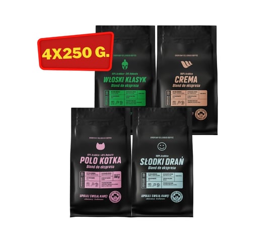Zestaw Degustacyjny Kaw Blends 4 X 250 G Kawa Ziarnista COFFEE HUNTER
