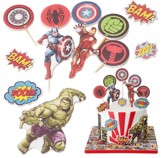 Zestaw Dekoracje Na Tort Avengers Marvel 13 El. 2D Słodka Fanaberia