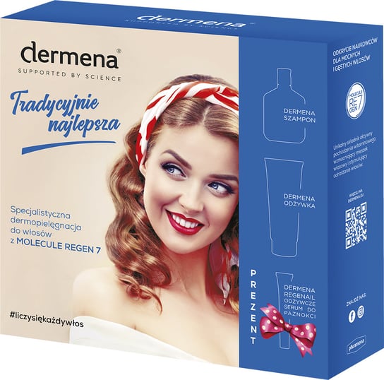 ZESTAW DERMENA (szampon + odżywka) + odżywcze serum do paznokci Regenail Dermena
