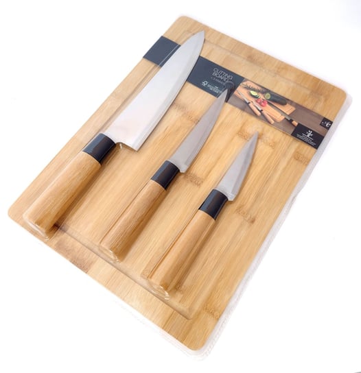 Zestaw: Deska bambusowa + 3 noże ABSOLUCHIC