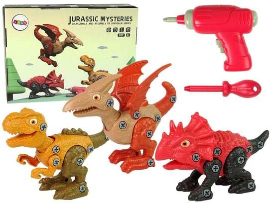Zestaw Dinozaurów Do Rozkręcania 3 Sztuki Akcesoria Wiertarka Na Baterie Lean Toys