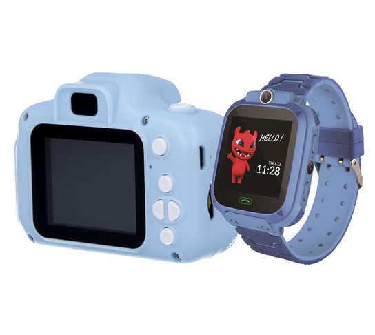 Zestaw dla dzieci kamera aparat Forever Smile SKC-100 + zegarek smartwatch Maxlife Kids Watch MXKW-300 niebieski Forever