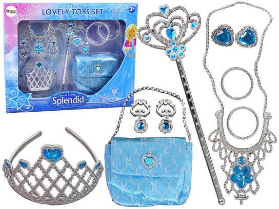 Zestaw dla Małej Księżniczki Korona Bal Karnawałowy Niebieski + Dodatki Lean Toys