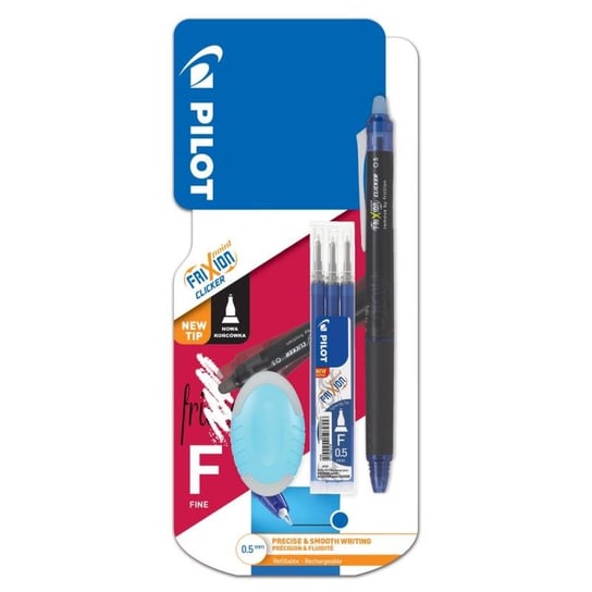 Zestaw długopis Clicker niebieski + wkłady + gumka Frixion Pilot Pilot
