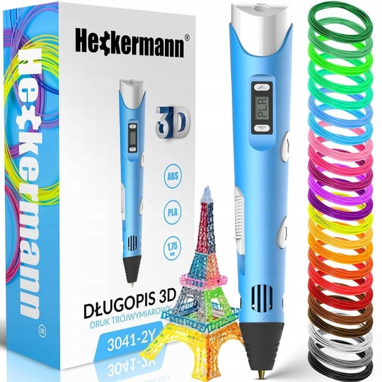Zestaw Długopis drukarka 3D Heckermann 3041-2Y Niebieski + 115m filamentu Heckermann
