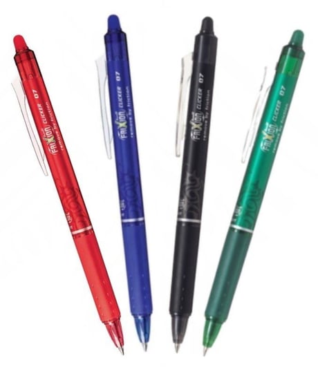 Zestaw Długopis Zmazywalny Pilot Clicker 0.7mm 4 kolory - czarny, niebieski, czerwony, zielony Pilot