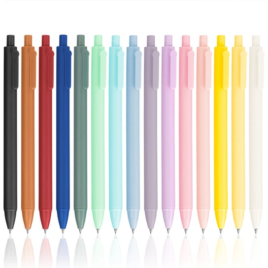 Zestaw Długopisów Żelowych AUTOMATYCZNYCH Kolorowych 15 szt Czarny Wkład Ragi