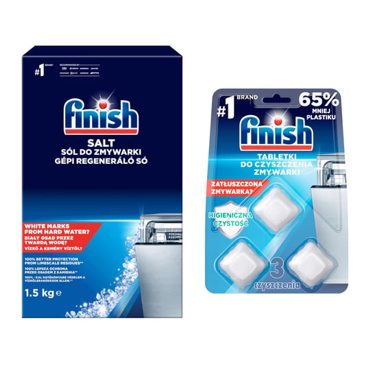 Zestaw do czyszczenia zmywarki FINISH sól 1,5 kg + tabletki FINISH