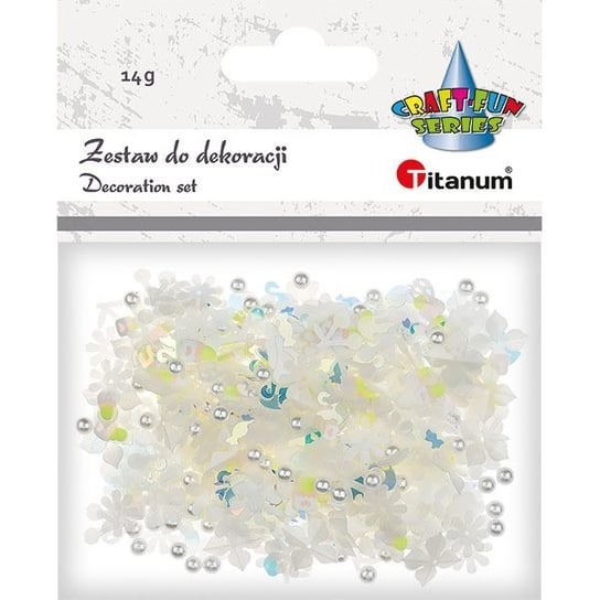 Zestaw do dekoracji cekiny kwiaty konfetti 14g biały Titanum Titanum