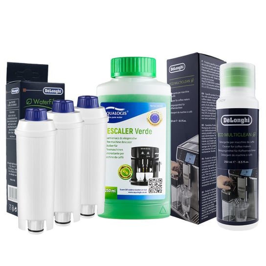 Zestaw Do Delonghi, Filtr DLSC002 3szt, Płyn SER3013 250 ml, Aqualogis Verde 250 ml Aqualogis