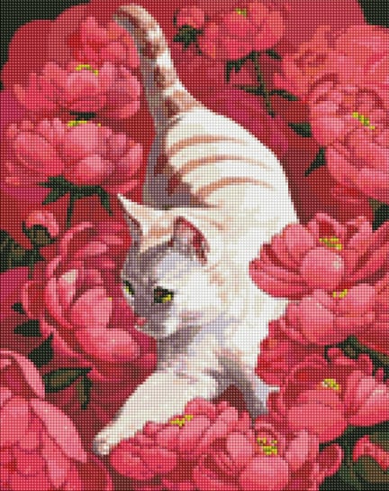 Zestaw do diamentowy mozaika. "Kot w piwoniach ©Kira Corporal" 40х50cm, AMO7258 Ideyka