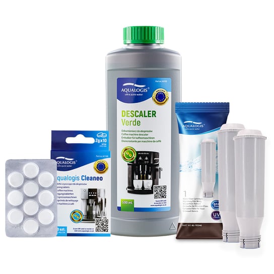 Zestaw do Ekspresu Bosch Filtr AL-TES46 2szt, Verde 500ml, Aqualogis Cleaneo 10szt. Aqualogis