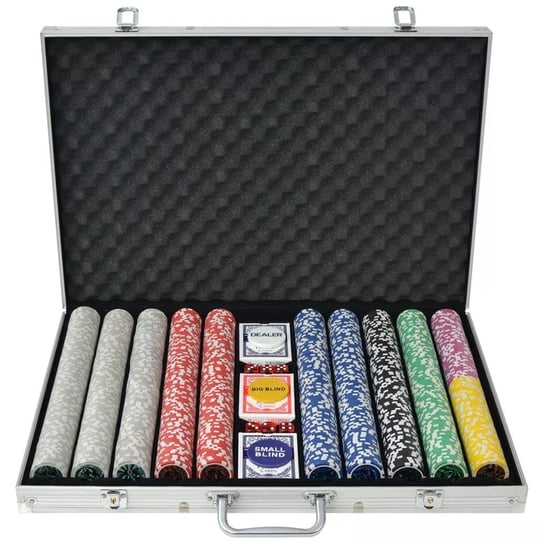 Zestaw do gry w pokera 1000 żetonów laserowych, aluminium vidaXL