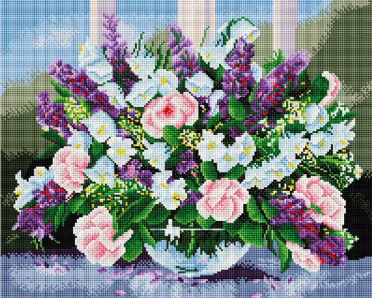 Zestaw do Haftu, Diamentowa mozaika na ramie 40x50 Bukiet kwiatów Twoje Hobby